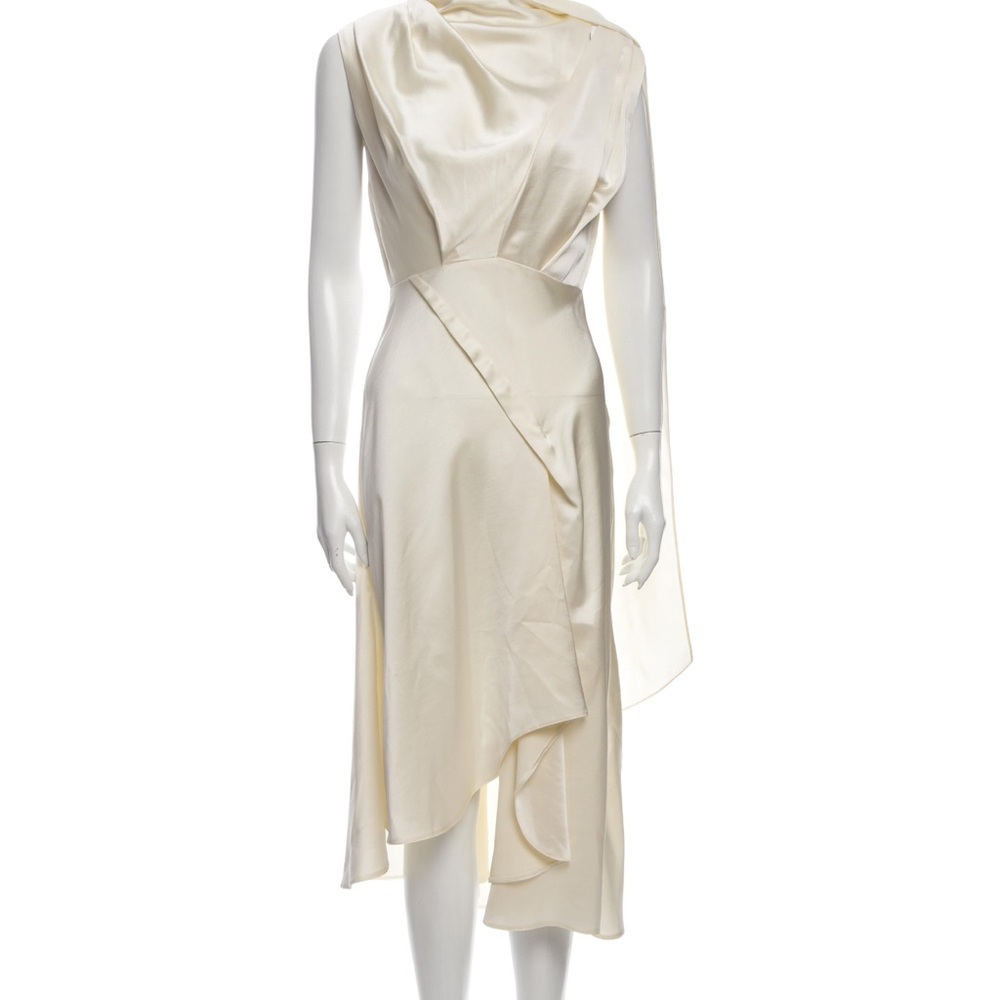 Acler Cream Asymmetrical Draped Dress